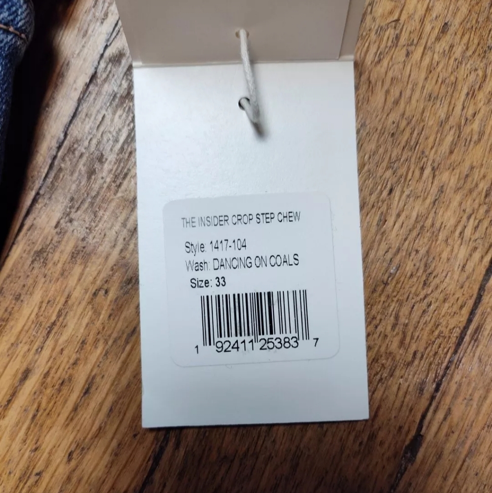 Mother Blue Denim Jeans NWT Medium Wash The Insider Crop Step Chew Women's 33 - Picture 11 of 16